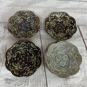 4 Ardalt Mini Saucers Hand Painted Linwile China Gold Trim Japan Vintage